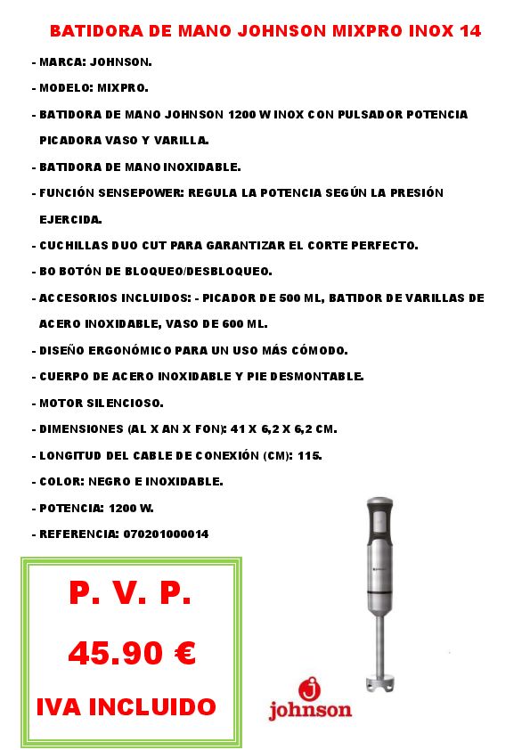 BATIDORA DE MANO JOHNSON MIXPRO INOX 14
