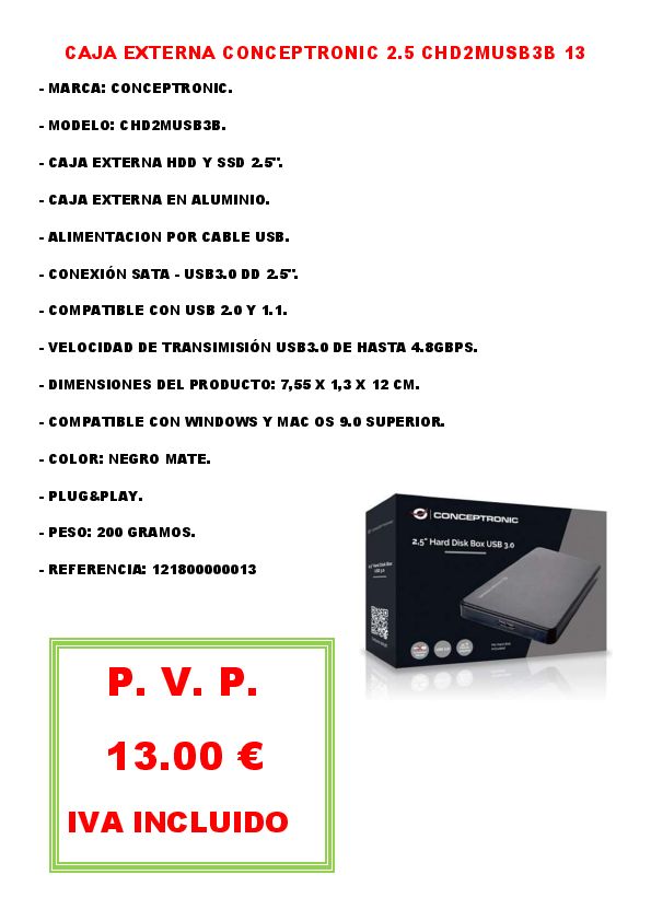 CAJA EXTERNA CONCEPTRONIC 2.5 CHD2MUSB3B 13