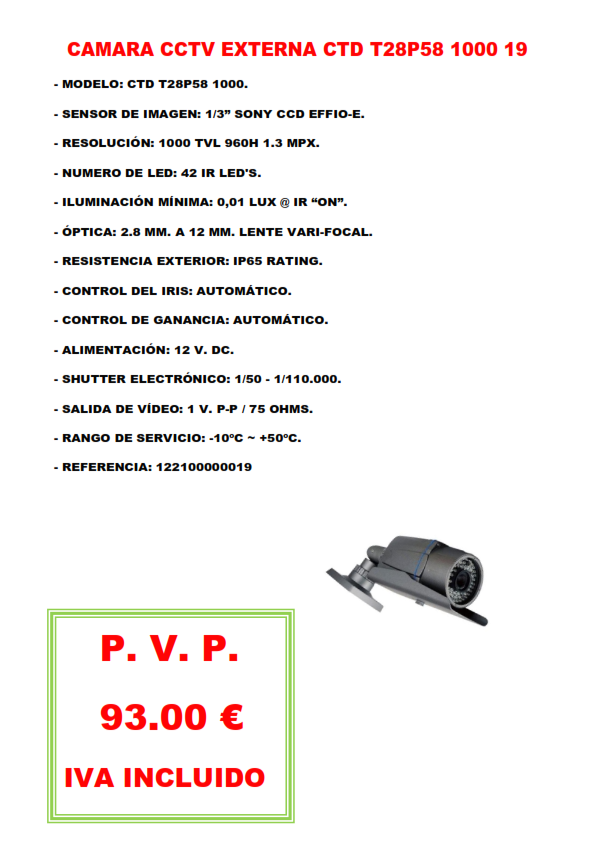 CAMARA CCTV IF 1000L 2.8-12MM. CTD-T28P58-1000 19