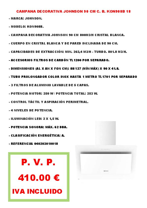 CAMPANA DECORATIVA JOHNSON 90 CM C. N. KON908N 19