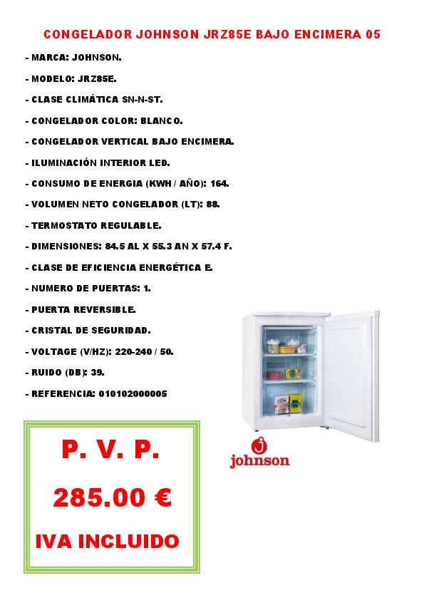 CONGELADOR JOHNSON JRZ85E BAJO ENCIMERA 05