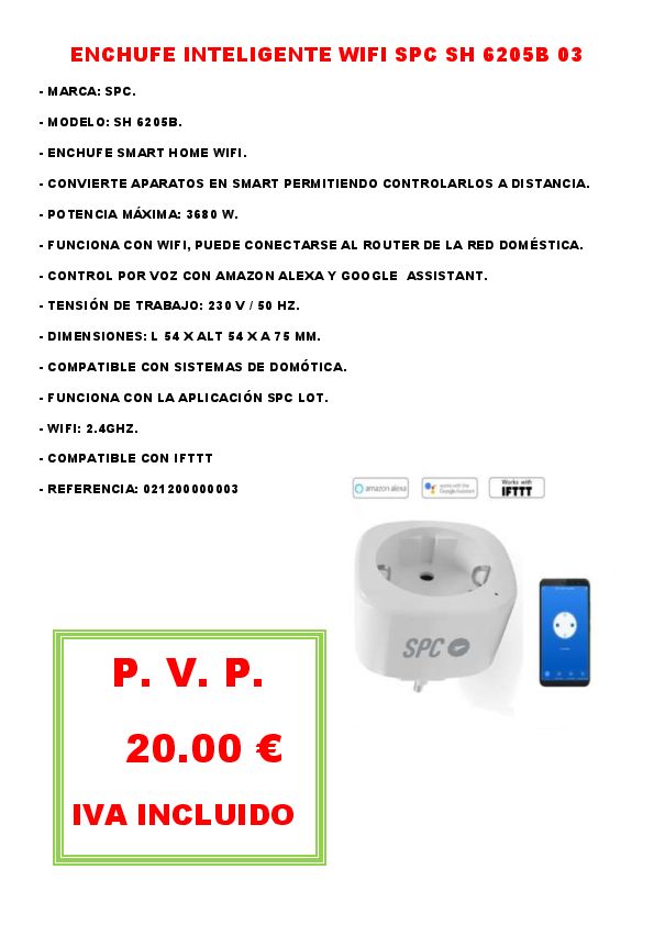 ENCHUFE INTELIGENTE WIFI SPC SH 6205B 03