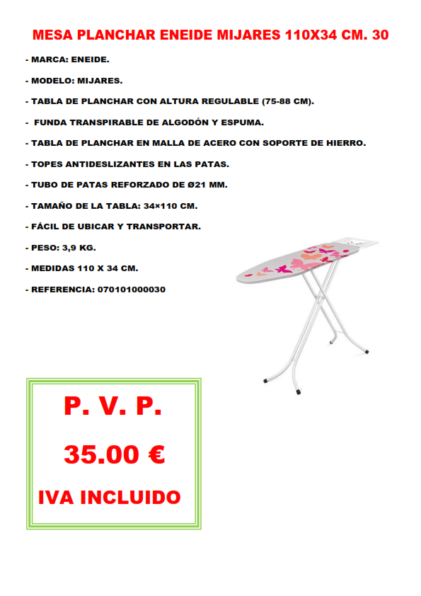 MESA PLANCHAR ENEIDE MIJARES 110X34 CM. 30