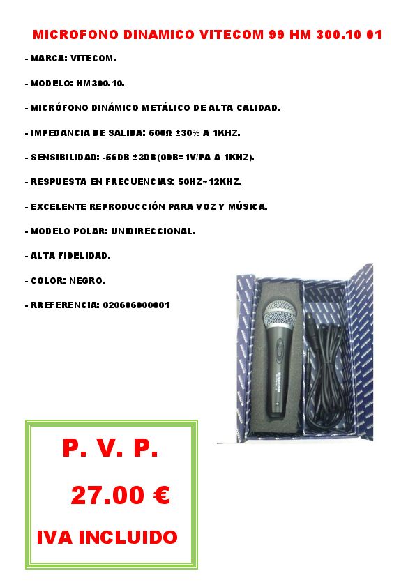 MICROFONO VITECOM 99 HM 300.10 01