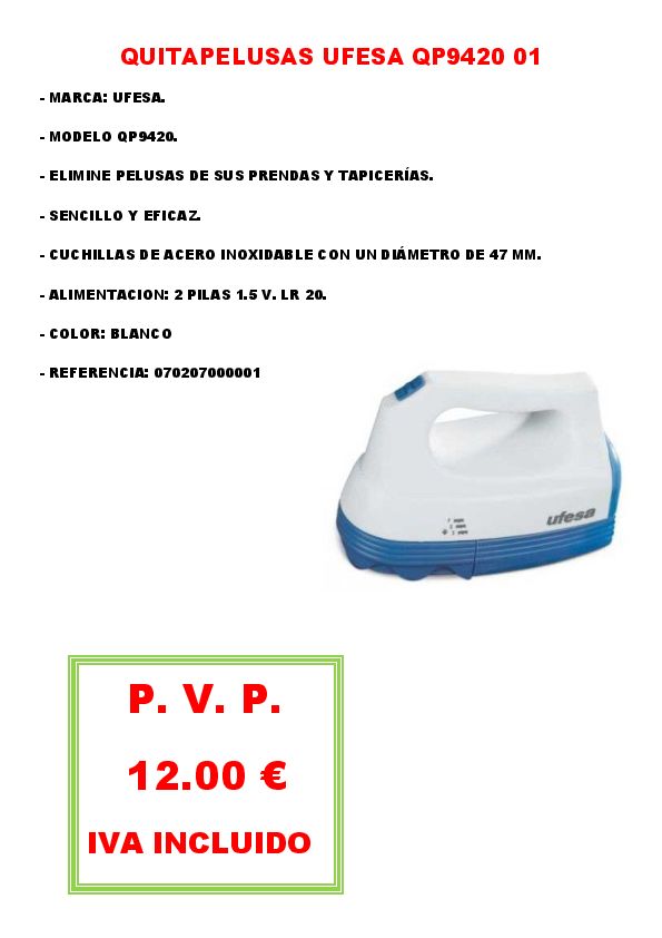 QUITAPELUSAS UFESA QP9420 01