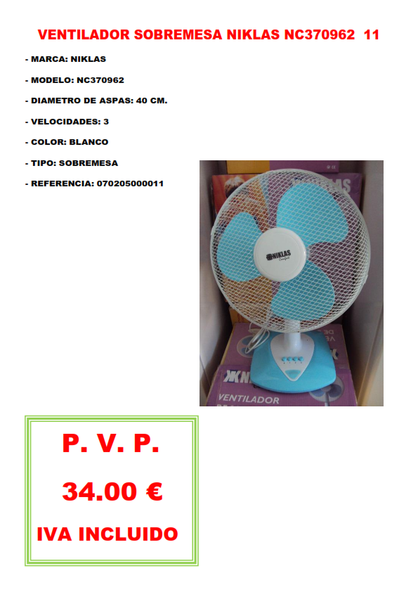 VENTILADOR SOBREMESA NIKLAS NC370962 11